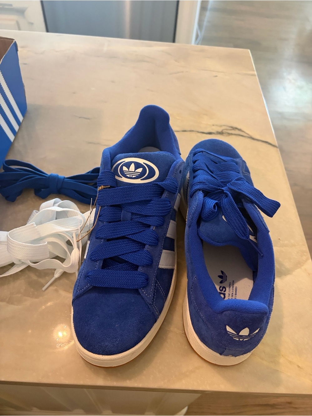 adidas campus Royal Blue Suede Sneakers with White Stripes